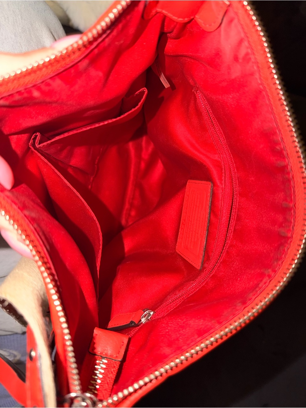 Coach Signature Canvas Crossbody in Tan with Red Trim - Picture 4 of 4